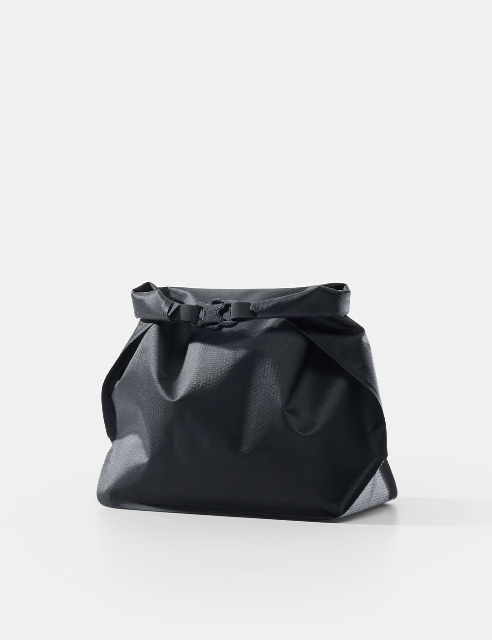 Black toiletry case on a white background